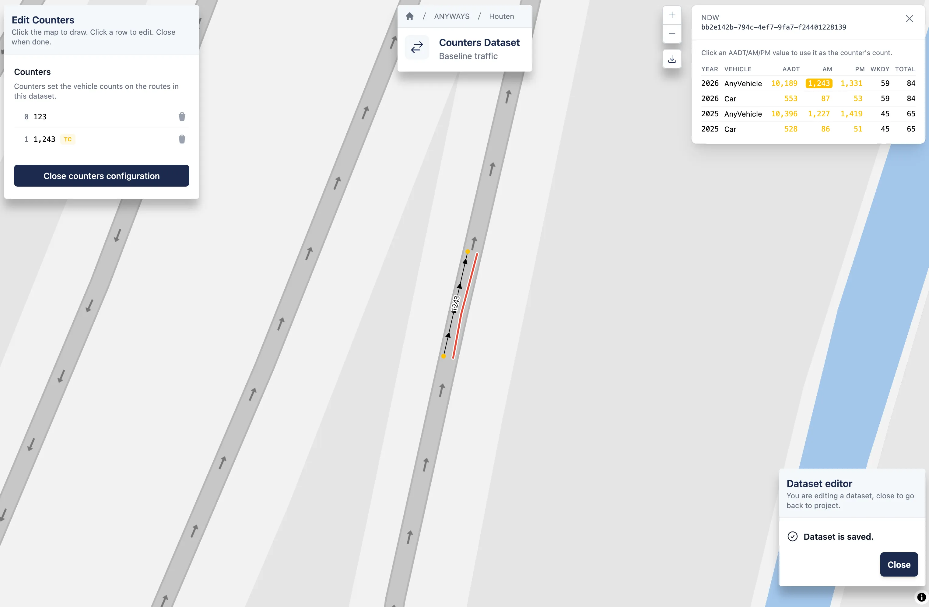 A counter created from traffic counts from NDW in The Netherlands.